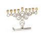 Nickel Plated Chanukah Menorah with Gold Cups, Circle Design – 7" Height - Culture Kraze Marketplace.com