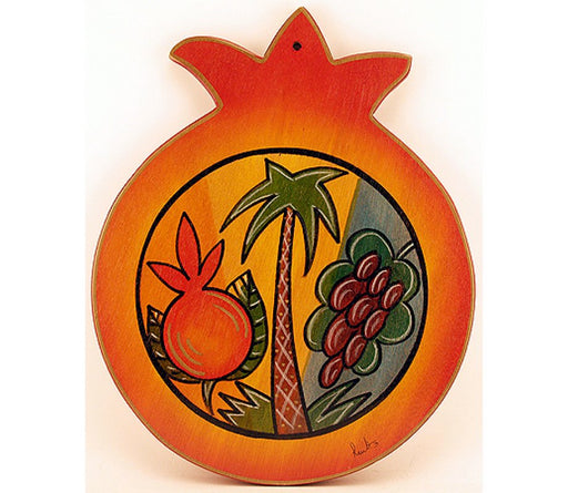 Kakadu Hand Painted Pomegranate Wood Cutting Board - Seven Species - Culture Kraze Marketplace.com