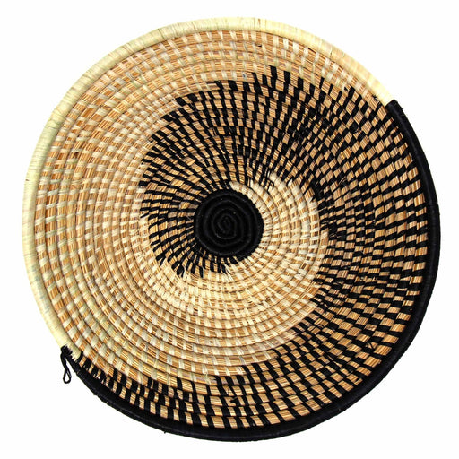 Woven Sisal Fruit Basket, Spiral Pattern in Natural/Black - Culture Kraze Marketplace.com
