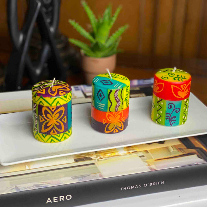 Set of Three Boxed Hand-Painted Candles - Matuko Design - Nobunto - Culture Kraze Marketplace.com