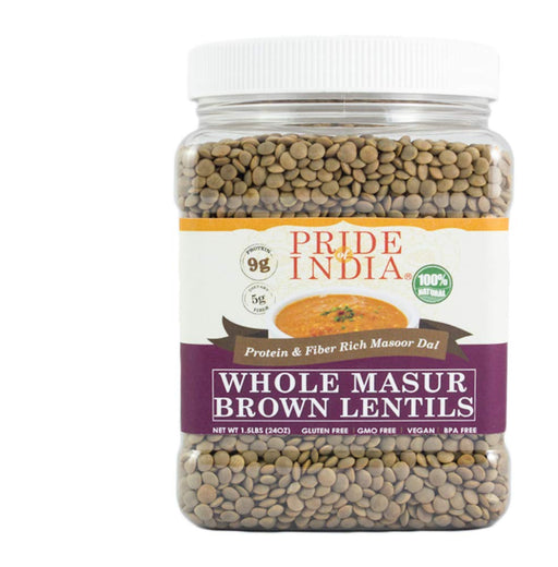 Indian Whole Brown Crimson Lentils - Protein & Fiber Rich Masoor Whole Jar-0