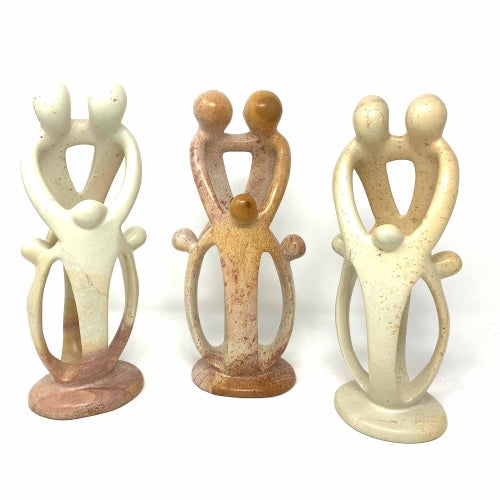 Natural Soapstone Family Sculpture - 2 Parents, 3 Children - Smolart - Culture Kraze Marketplace.com
