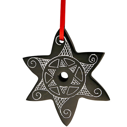 <center>Star Coal Ornament </br>Crafted by Artisans in Colombia </br>Measures 2-3/4” high x 2-1/4” wide x 1/4” deep</center>