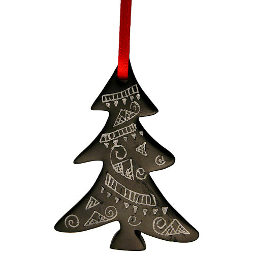 <center>Tree Coal Ornament </br>Crafted by Artisans in Colombia </br>Measures 2-1/2” high x 2” wide x 1/4” deep</center>