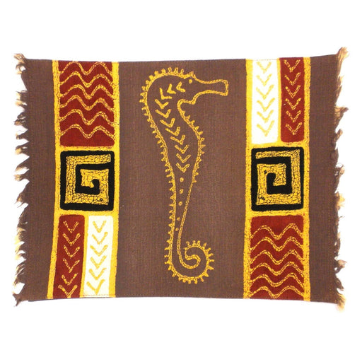 Handpainted Grey Seahorse Batiked Placemat - Tonga Textiles - Culture Kraze Marketplace.com