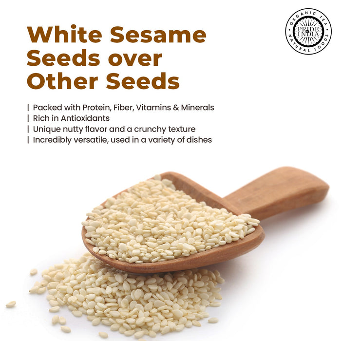 White Sesame Seeds Raw Unhulled - Calcium & Iron Superfood Jar-6
