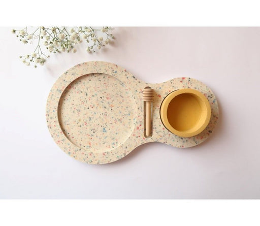 Graciela Noemi Handcrafted Terrazzo Design Apple Tray and Yellow Honey Bowl - Culture Kraze Marketplace.com