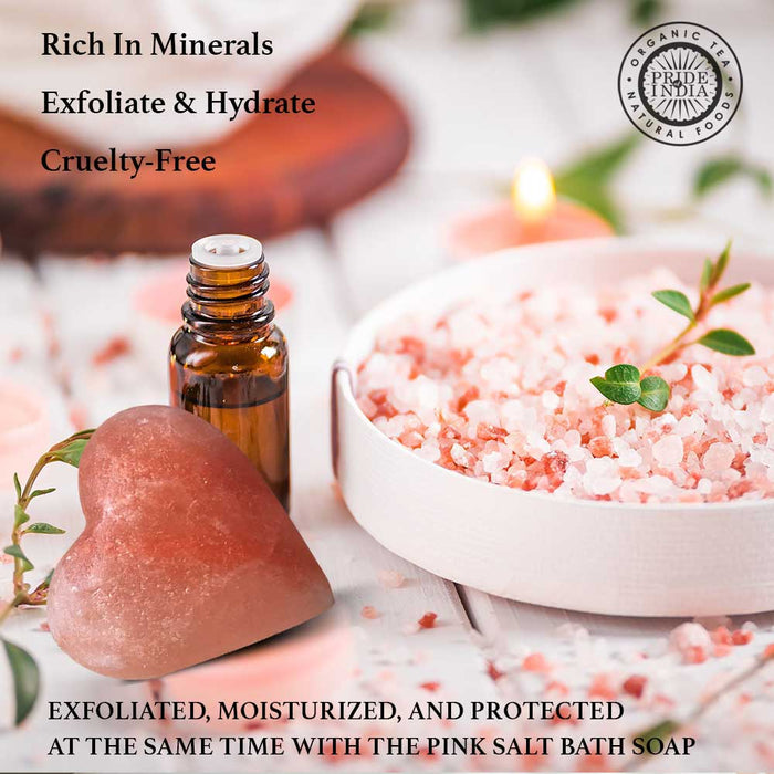 Himalayan Pink Salt Soap by Pride of India – Mineral Rich – Massage Bar/ Spa Ritual at Home – Chemical-free/Natural Occurring Salt Crystals Soap – Good for Skin/Hydrating-9