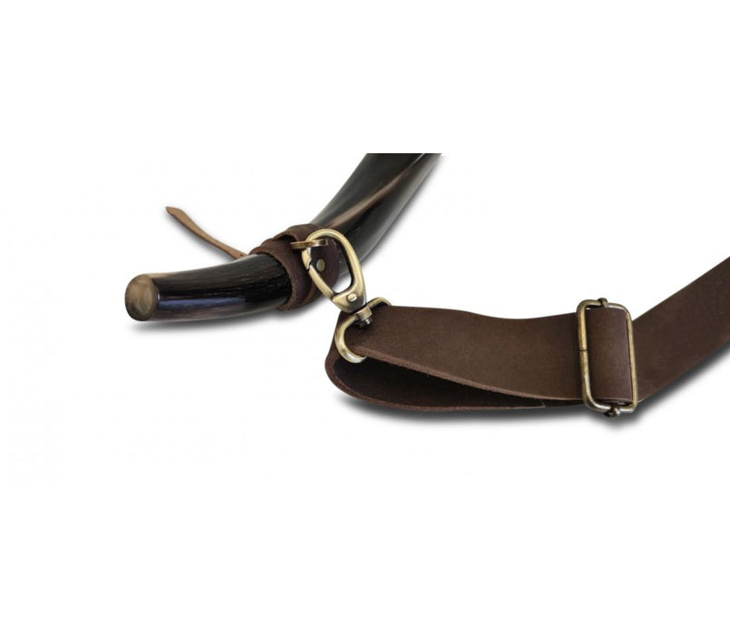 Personalized Genuine Leather Shoulder Strap, Custom Text - For Carrying Kudu Horn Yemenite Shofar - Culture Kraze Marketplace.com