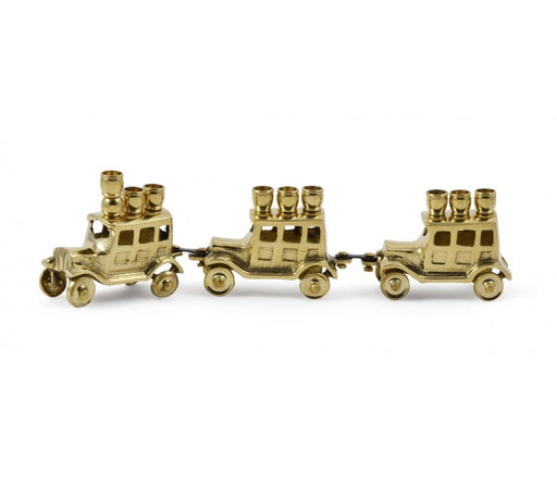 Chanukah Menorah, Cars with Candle Holders on the roofs - Brass - Culture Kraze Marketplace.com