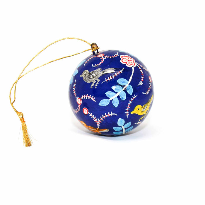 Handpainted Ornament Birds and Flowers, Blue - Pack of 3 - Culture Kraze Marketplace.com