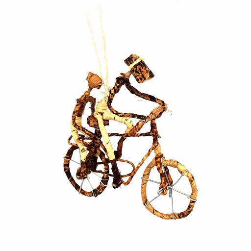 Banana Fiber Bicycle Ornament, Two Riders - Set of 2 Ornaments - Culture Kraze Marketplace.com