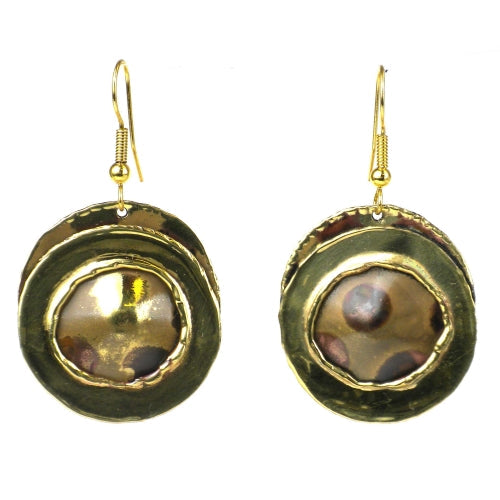 Encircled Spots Brass Earrings - Culture Kraze Marketplace.com