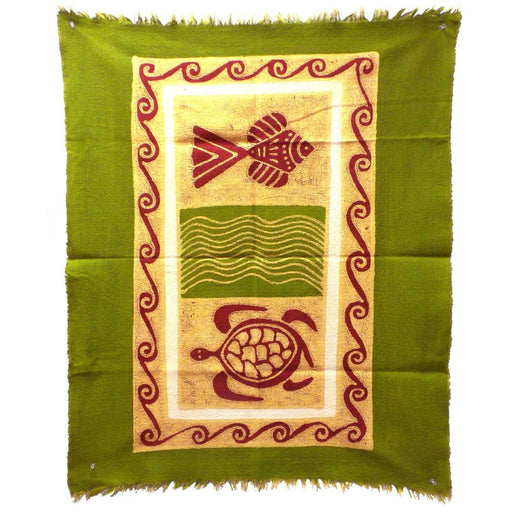 Sea Life Batik in Green/Yellow/Red - Tonga Textiles - Culture Kraze Marketplace.com