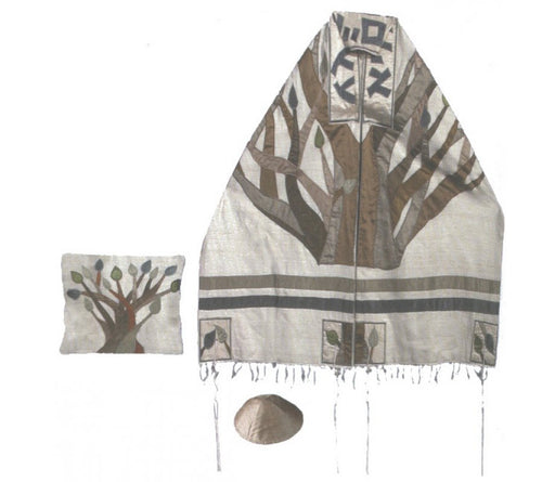 Yair Emanuel Embroidered Raw Silk Tallit Set, Tree Of Life - Culture Kraze Marketplace.com