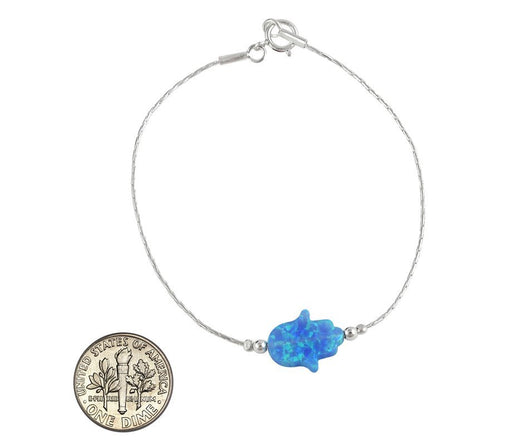 Light Blue Opal Hamsa Silver Bracelet - Culture Kraze Marketplace.com