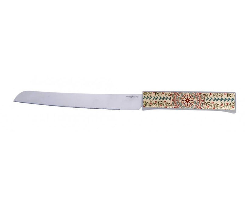 Dorit Judaica Steel Shabbat Challah Knife, Colorful handle - Pomegranate Design - Culture Kraze Marketplace.com
