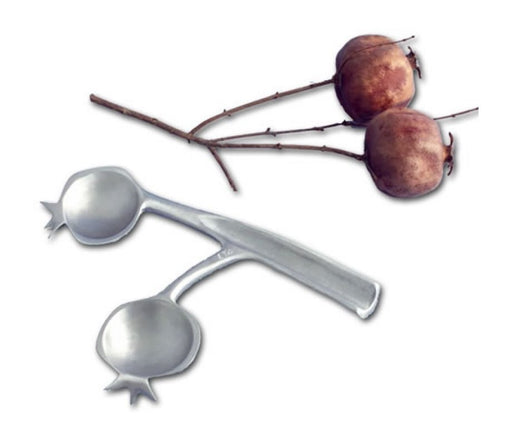 Shraga Landesman Pomegranate Shaped Double Spoons for Honey – Silver Nickel - Culture Kraze Marketplace.com
