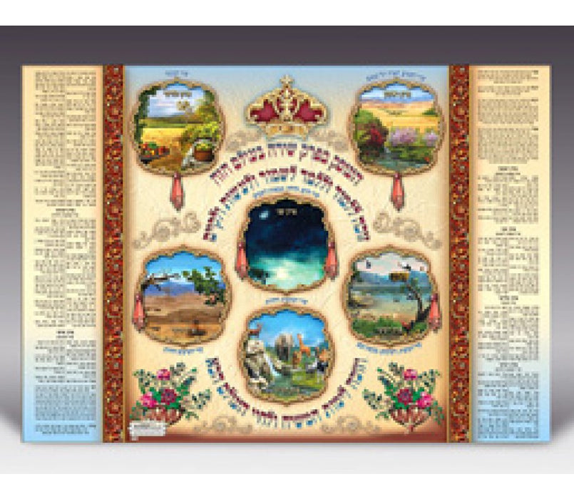 Laminated Colorful Wall Poster - "Perek Shira" Chapter of Songs - Culture Kraze Marketplace.com