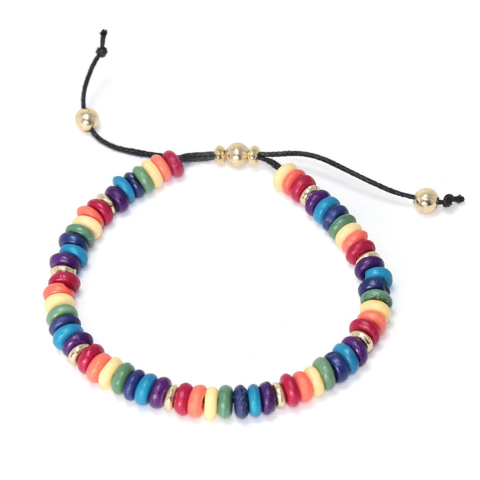 Rainbow Adjustable Bone Bead Bracelet Set - Culture Kraze Marketplace.com