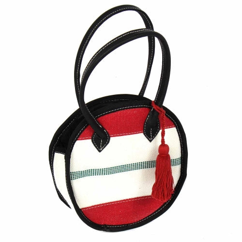 Recycled Firehose Small Round Clutch with Tassel - Culture Kraze Marketplace.com