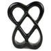 Handcrafted 8-inch Soapstone Connected Hearts Sculpture in Black - Smolart - Culture Kraze Marketplace.com