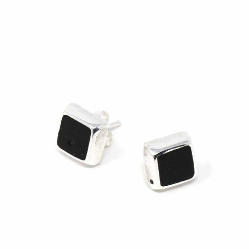 Sterling Silver Earrings, Sterling Silver Black Square - Culture Kraze Marketplace.com