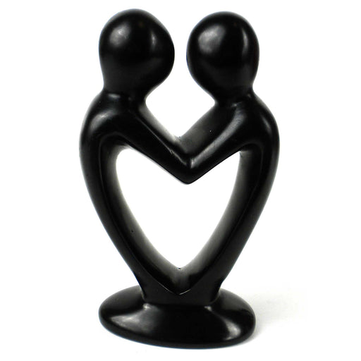 Soapstone Lovers Heart Black - 4 Inch - Culture Kraze Marketplace.com