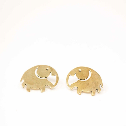 Elephant Brass Stud Earrings - Culture Kraze Marketplace.com