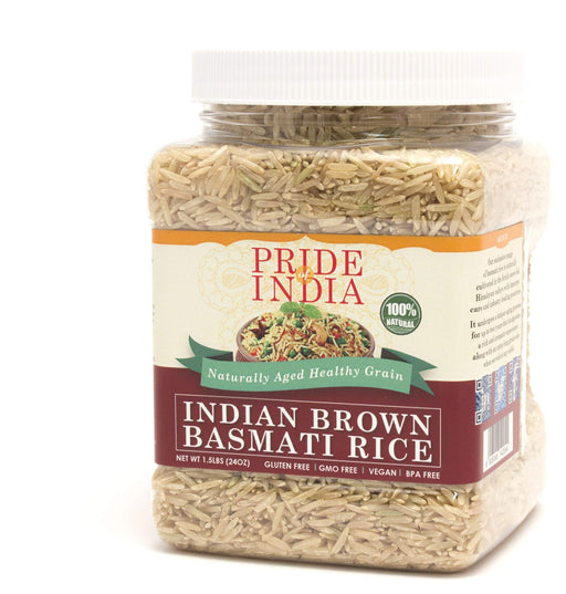 Extra Long Indian Brown Basmati Rice - Naturally Aged Healthy Grain Jar-0