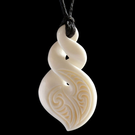 Fully Engraved Double Twist, handcrafted bone pendant - Culture Kraze Marketplace.com