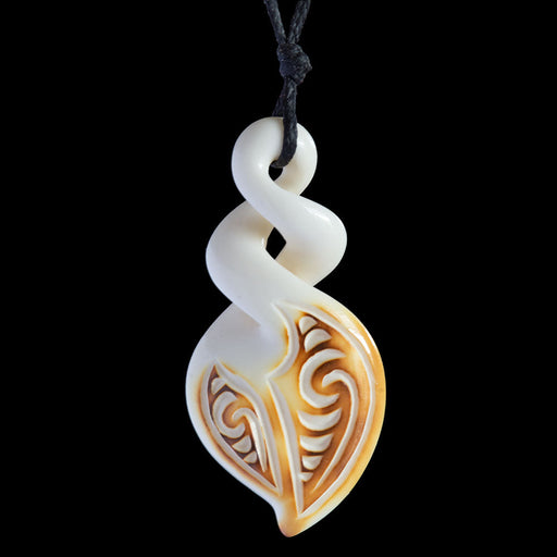 Flame Brushed Engraved Twist, handcrafted bone pendant - Culture Kraze Marketplace.com