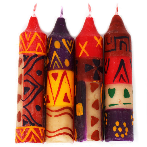 Hand-Painted 4" Dinner or Shabbat Candles, Set of 4  (Indabuko Design) - Culture Kraze Marketplace.com