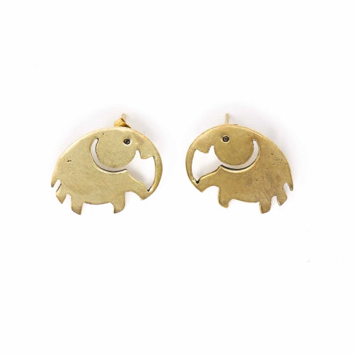 Elephant Brass Stud Earrings - Culture Kraze Marketplace.com