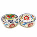 Half Moon Handmade Pottery Bowl Set- Dots and Flowers - Culture Kraze Marketplace.com
