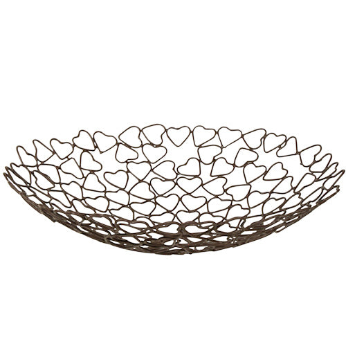 <center>Metal Heart Bowl </br>Crafted by Artisans in India </br>Measures 2-1/2” high with 11” diameter</center>