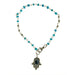 Beaded Kabbalah Bracelet with Decorative Hamsa Charm - Light Blue - Culture Kraze Marketplace.com