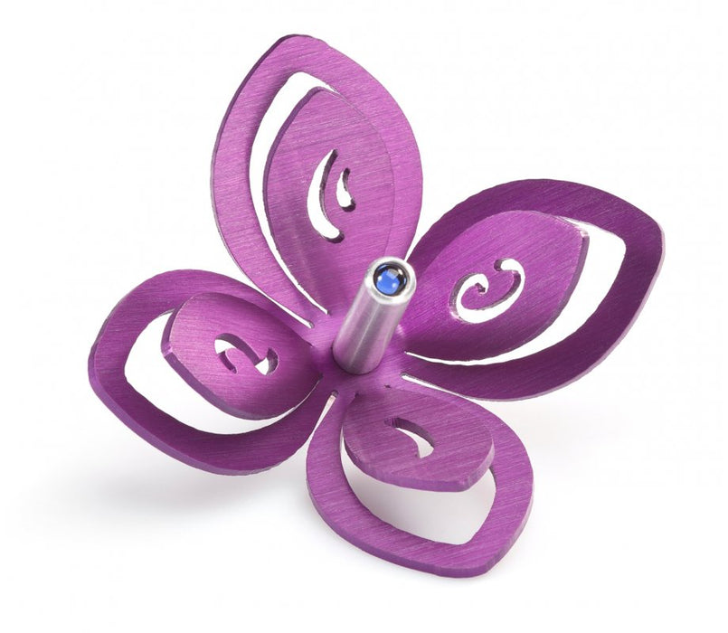 Adi Sidler Anodized Aluminum Chanukah Dreidel, Flower Design - Purple - Culture Kraze Marketplace.com