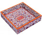 Yair Emanuel Hand Painted Wood Matzah Tray Floral - Orange and Blue - Culture Kraze Marketplace.com