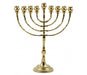 Tall Brass Chanukah Menorah, Cups with Pomegranate Design - 16 Inches - Culture Kraze Marketplace.com