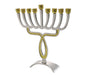 Graceful Aluminum Hanukkah Menorah with Loop Stem, Glittering Gold - 11 Inches - Culture Kraze Marketplace.com