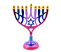 Colorful Chanukah Menorah on Stem with Star of David - For Candles - Culture Kraze Marketplace.com