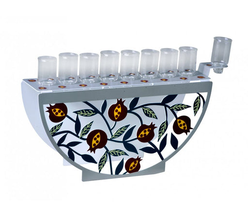 Dorit Judaica Hanukkah Menorah for Candles with Arc Front - Colorful Pomegranates - Culture Kraze Marketplace.com