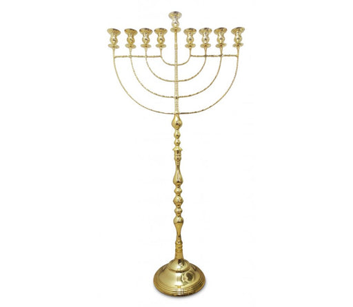 Jumbo Size Chanukah Menorah for Public Places, Gleaming Gold Brass - 58 Inches - Culture Kraze Marketplace.com