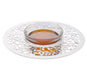 Dorit Judaica Glass and Stainless Steel Honey Dish with Spoon - Etched Pomegranates - Culture Kraze Marketplace.com