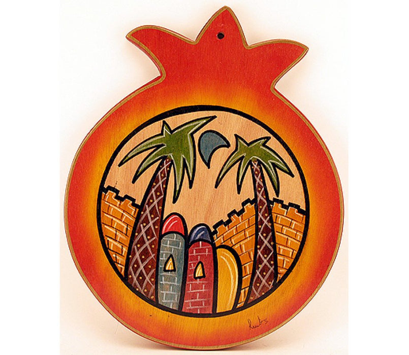 Kakadu Hand Painted Pomegranate Wood Cutting Board – Jerusalem Images - Culture Kraze Marketplace.com