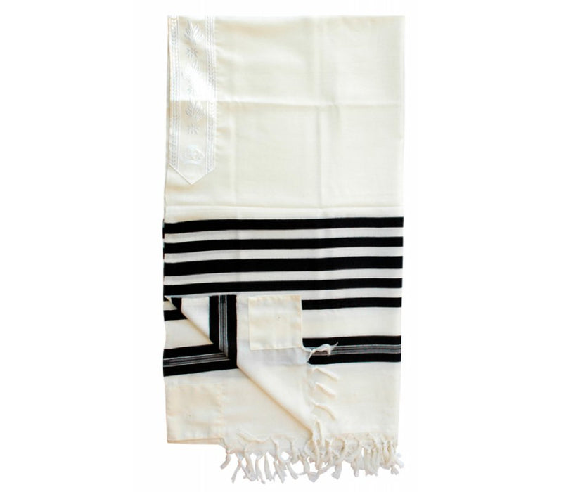 Talitnia Malchut Wool Non Slip Tallit Prayer Shawl Black Stripes - Optional Handmade Tzitzit Strings - Culture Kraze Marketplace.com