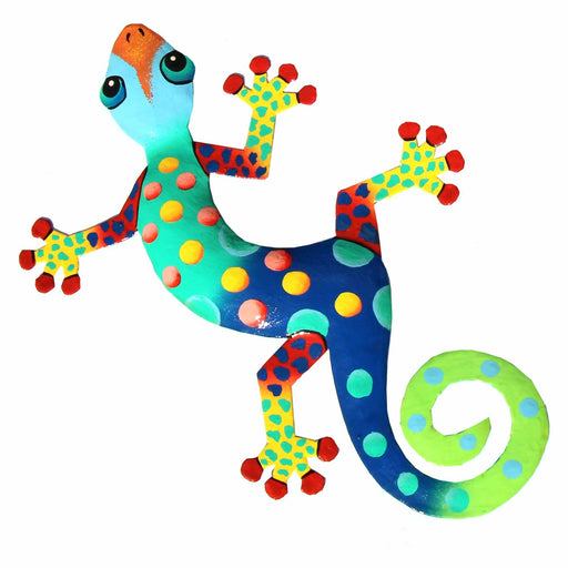Colorful Gecko Haitian Steel Drum Wall Art, 13 inch Florida Design - Culture Kraze Marketplace.com