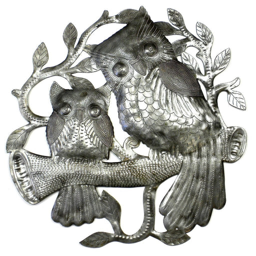Pair of Owls on Perch Metal Wall Art - Croix des Bouquets - Culture Kraze Marketplace.com