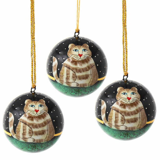 Handpainted Ornament Cat - Pack of 3 - Culture Kraze Marketplace.com
